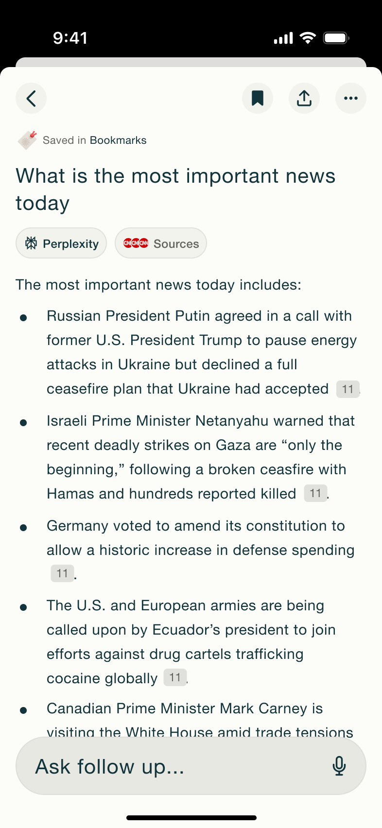 News answer saved to bookmarks.