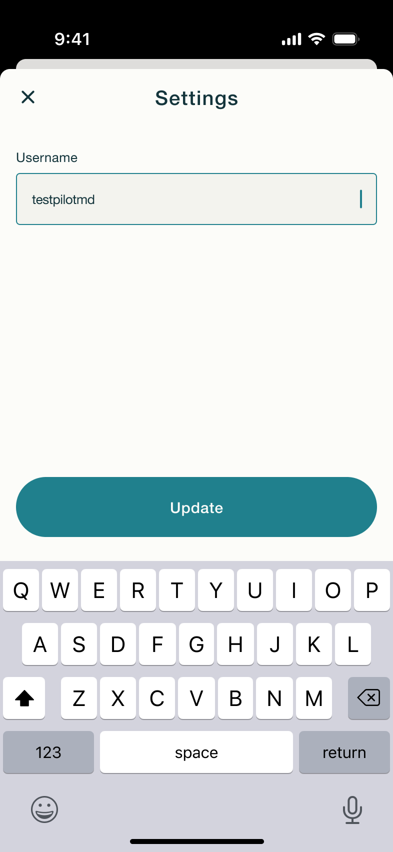 Valid username with update enabled.