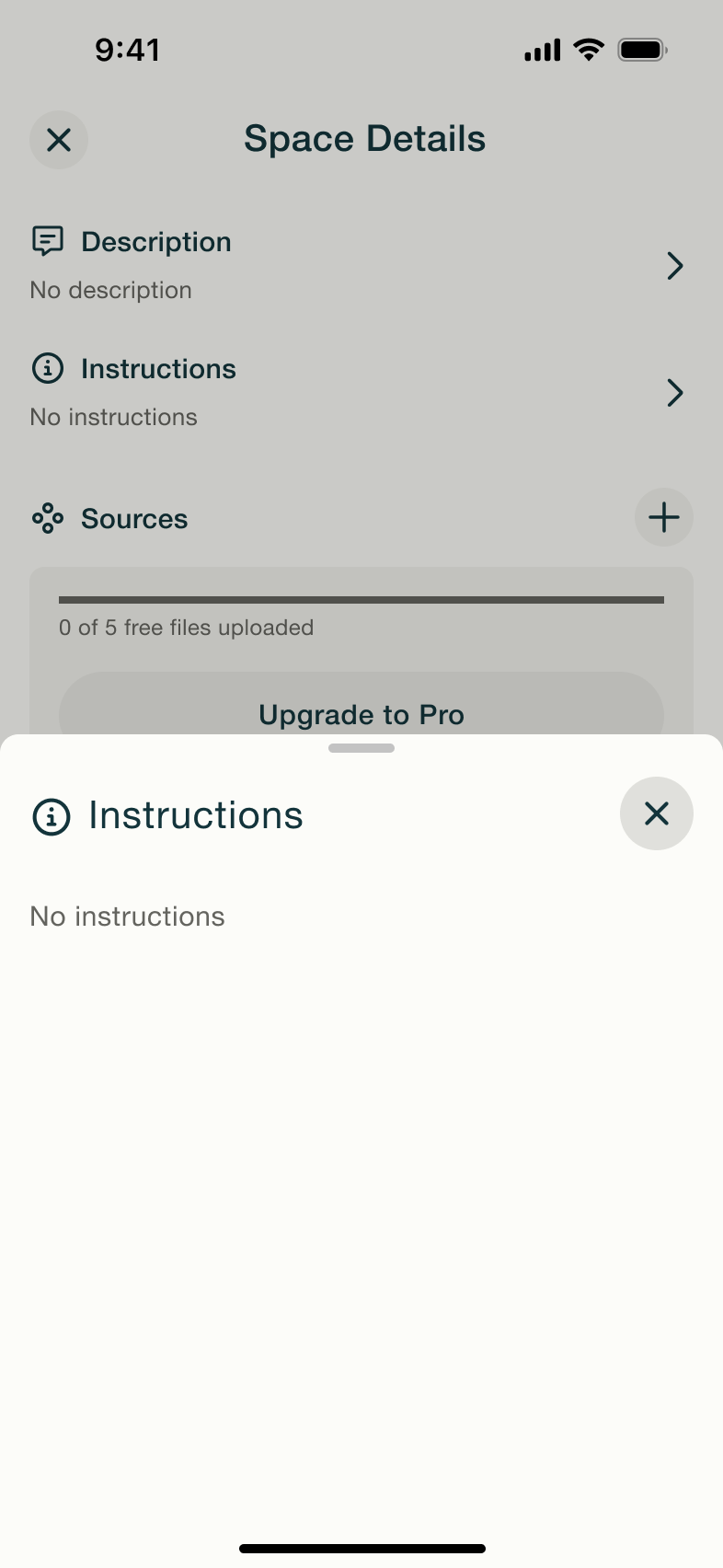 Instructions sheet in space details.