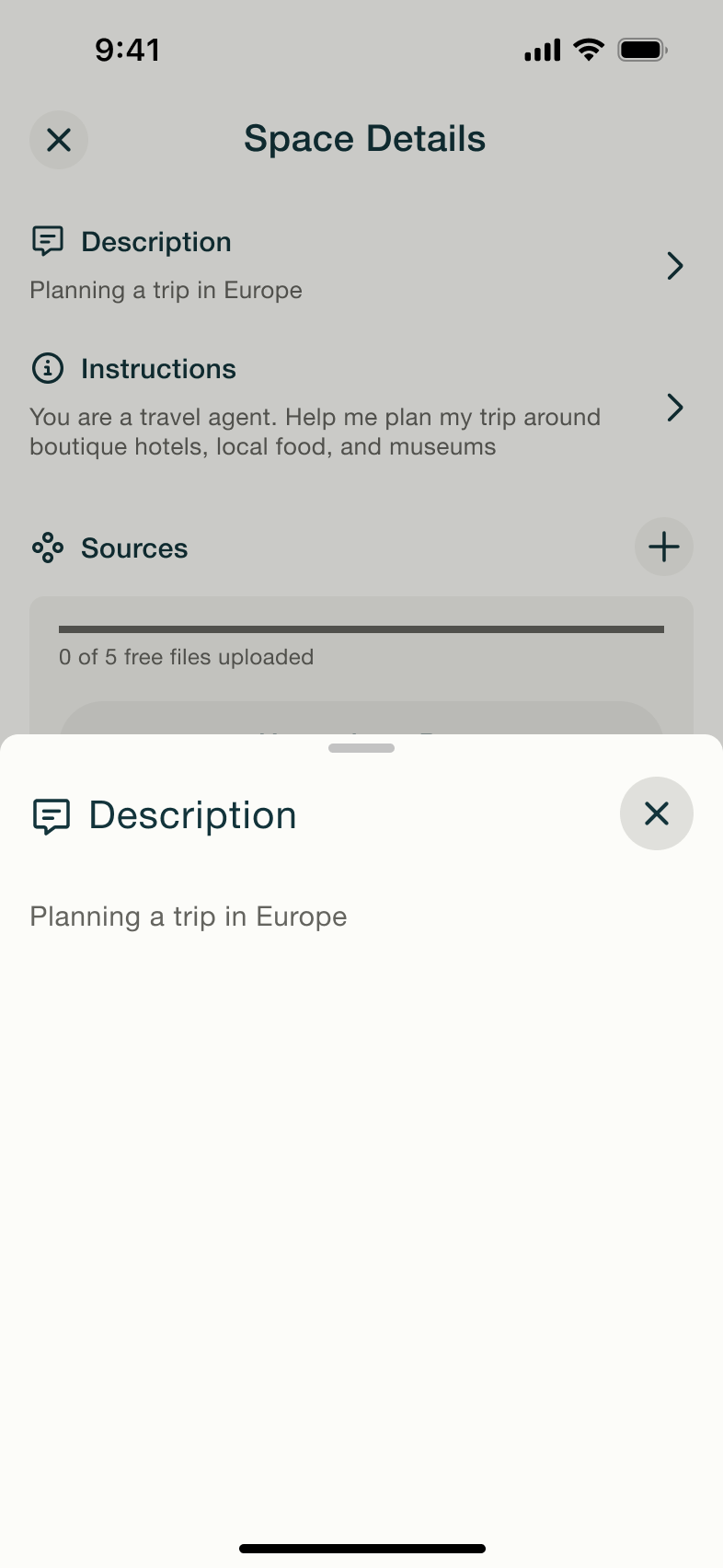 Description sheet with text.