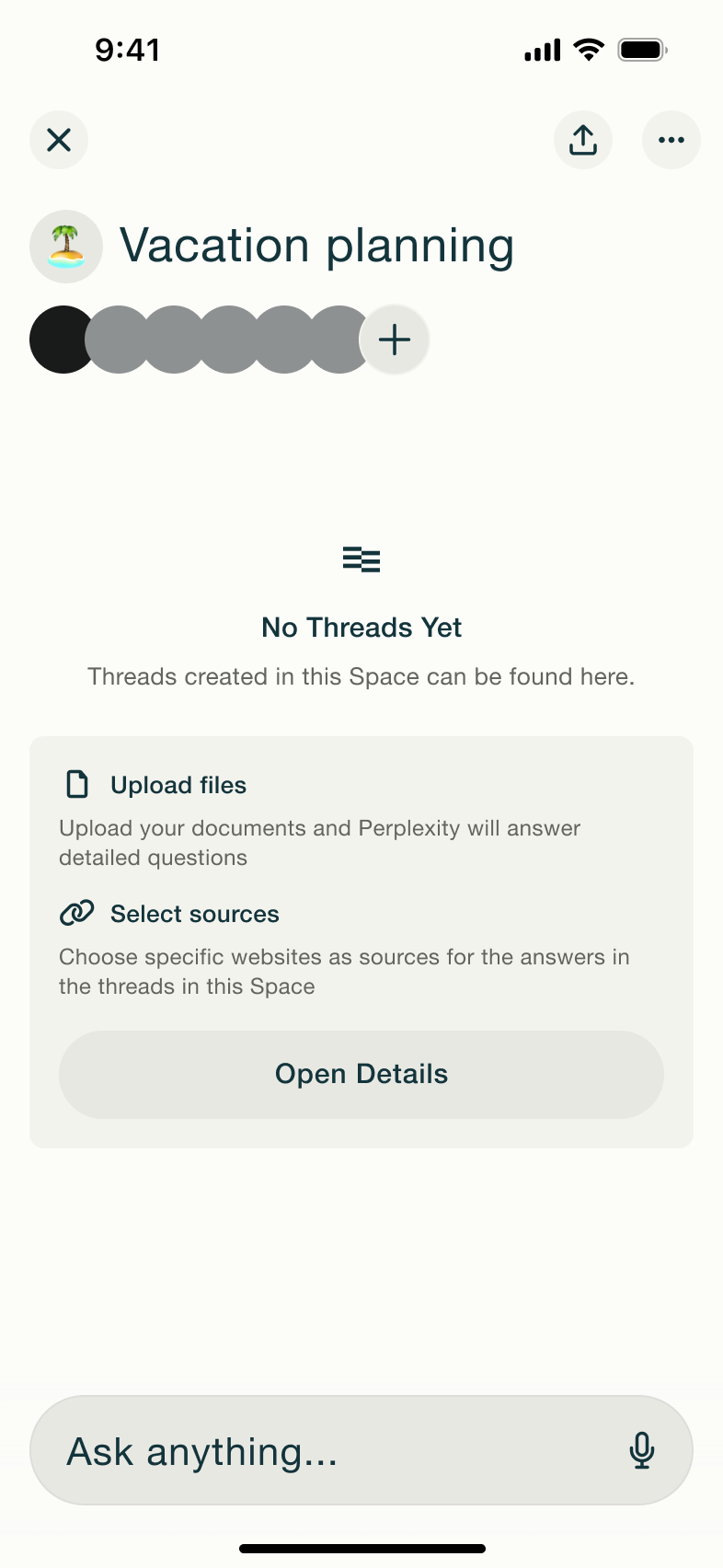Space page with contributors avatars.