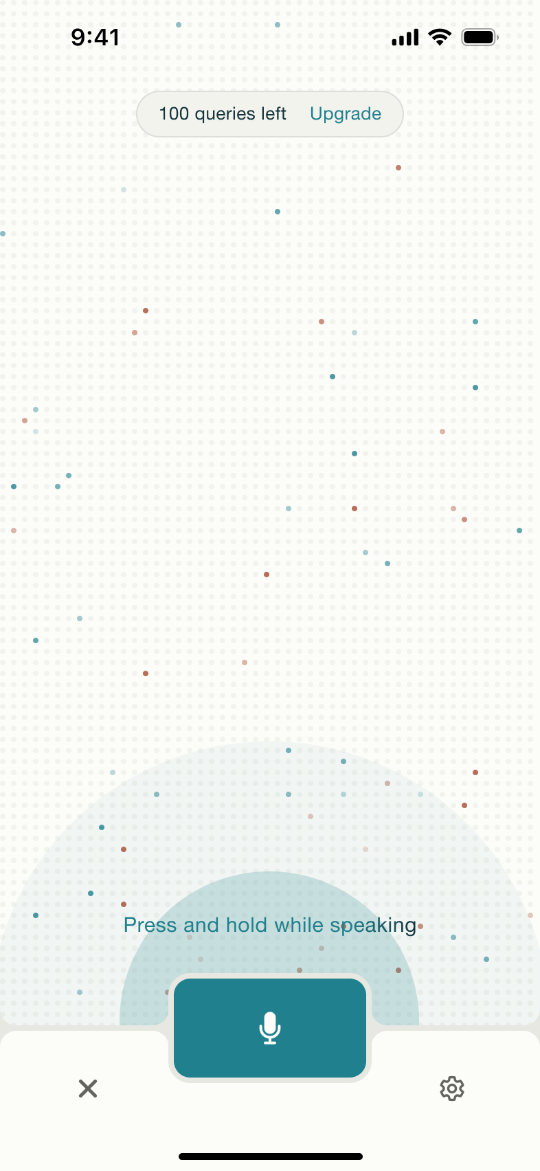 Voice search: holding the mic button with ripple.