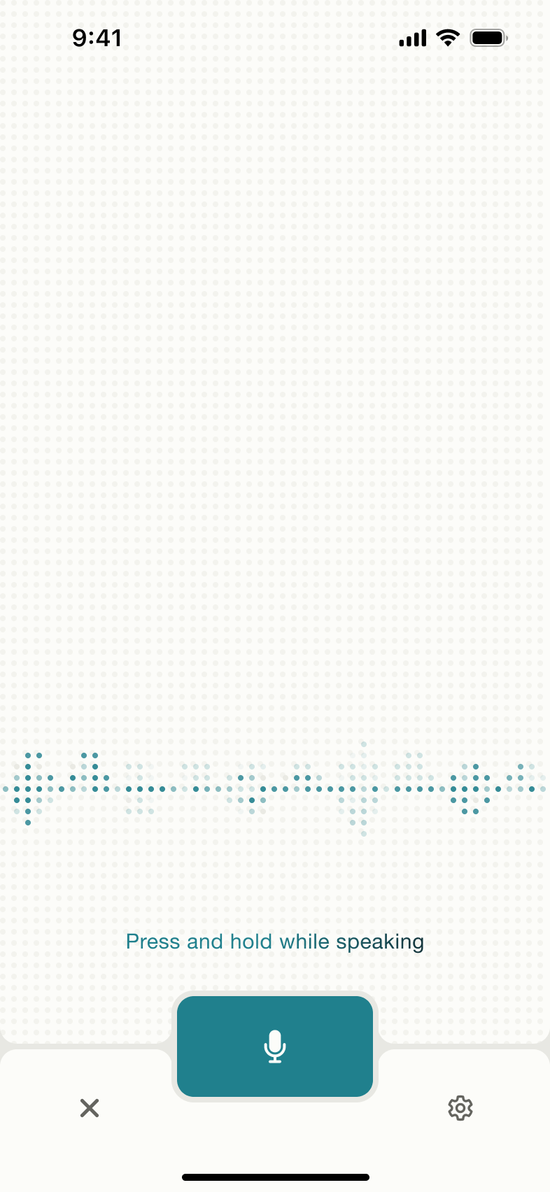Voice search listening with dot waveform.