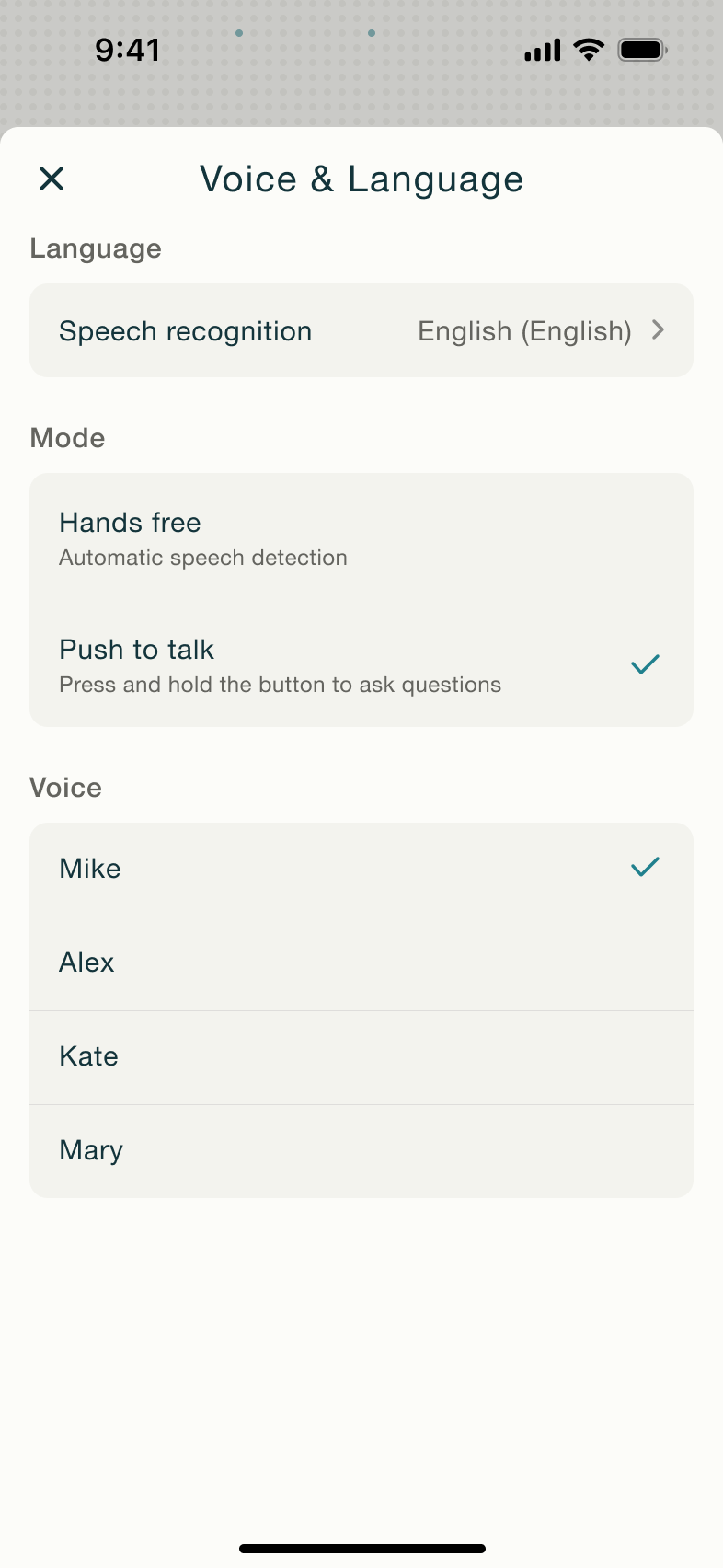 Perplexity flow, step 1: voice search settings 1