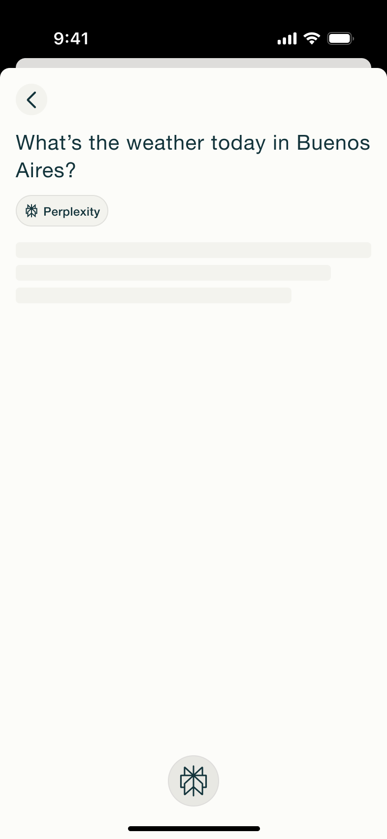 Answer loading skeleton for a weather question.
