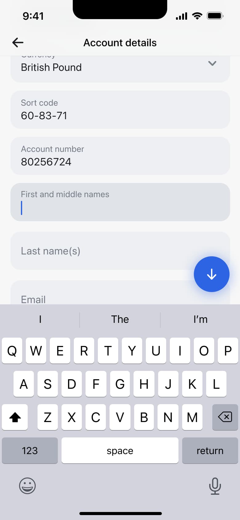 Recipient first name field focused.