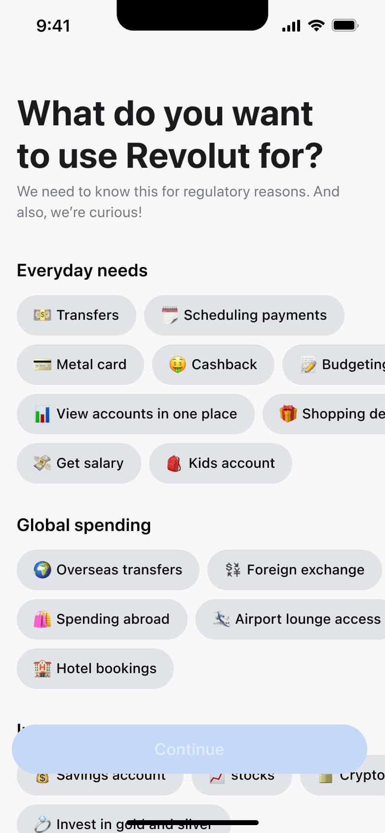Revolut flow, step 1: complete sign up 1