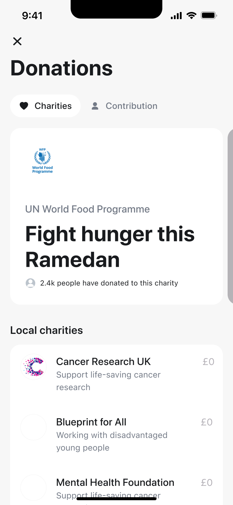 Revolut flow, step 1: donations 1