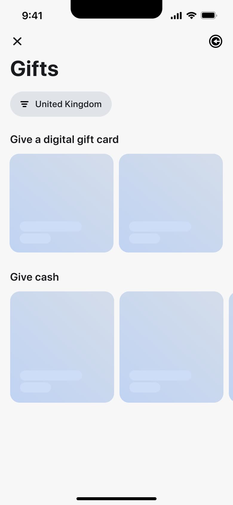 Revolut flow, step 1: gifts 1