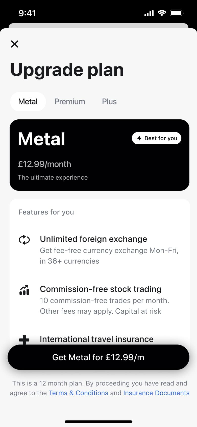 Upgrade plan paywall: top tier plan card, features for you and subscribe button.