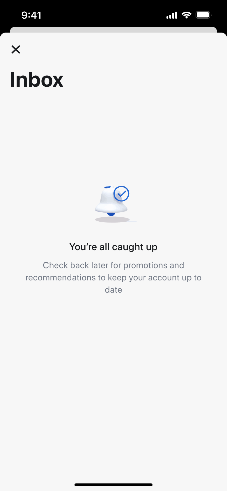 Inbox empty state: you're all caught up.