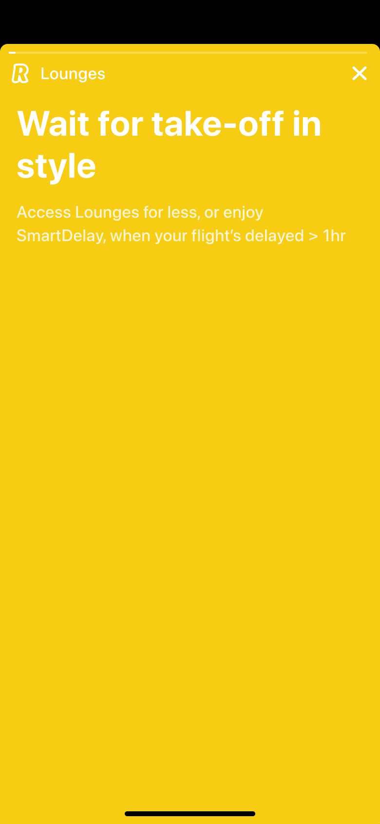 Lounges intro on yellow: wait for take-off in style.