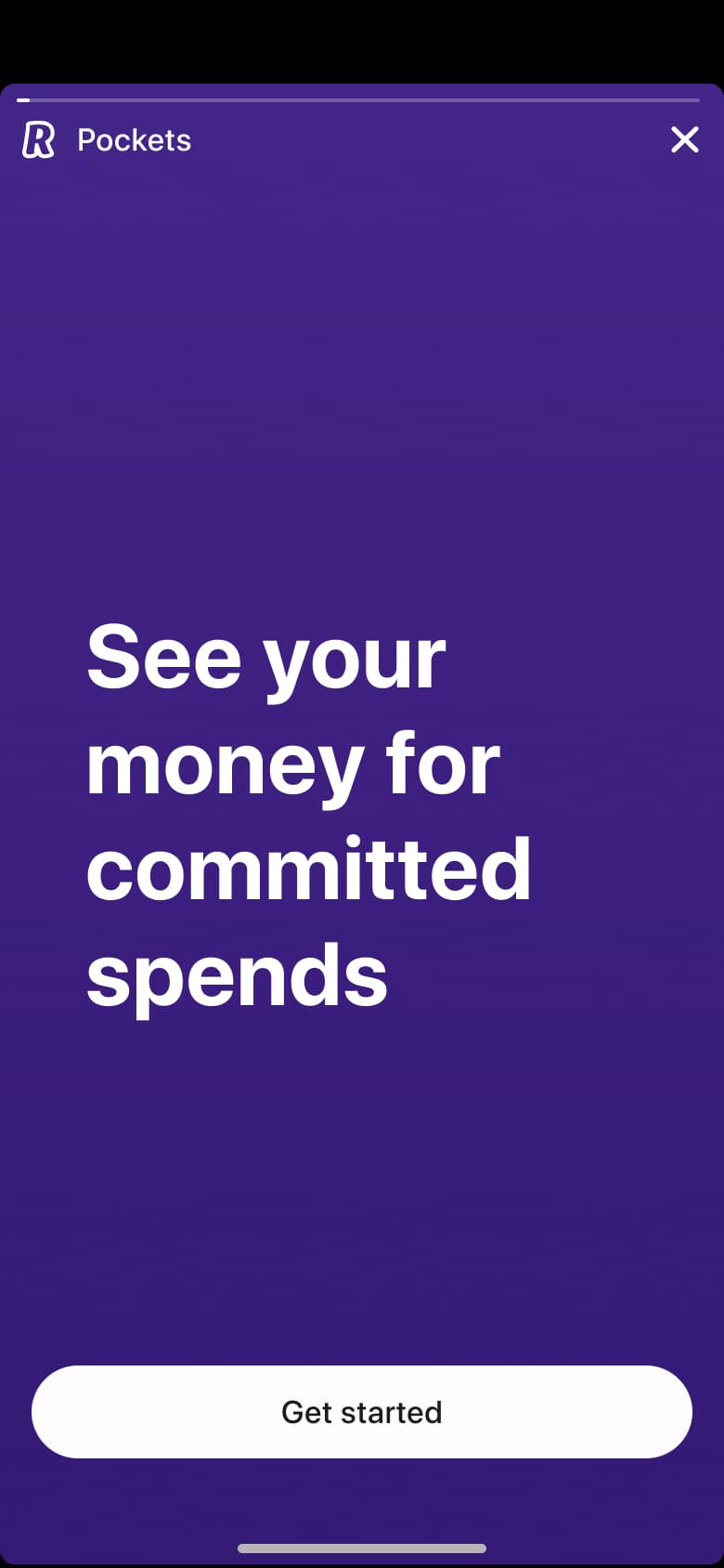 Pockets intro: see your money for committed spends, with get started.