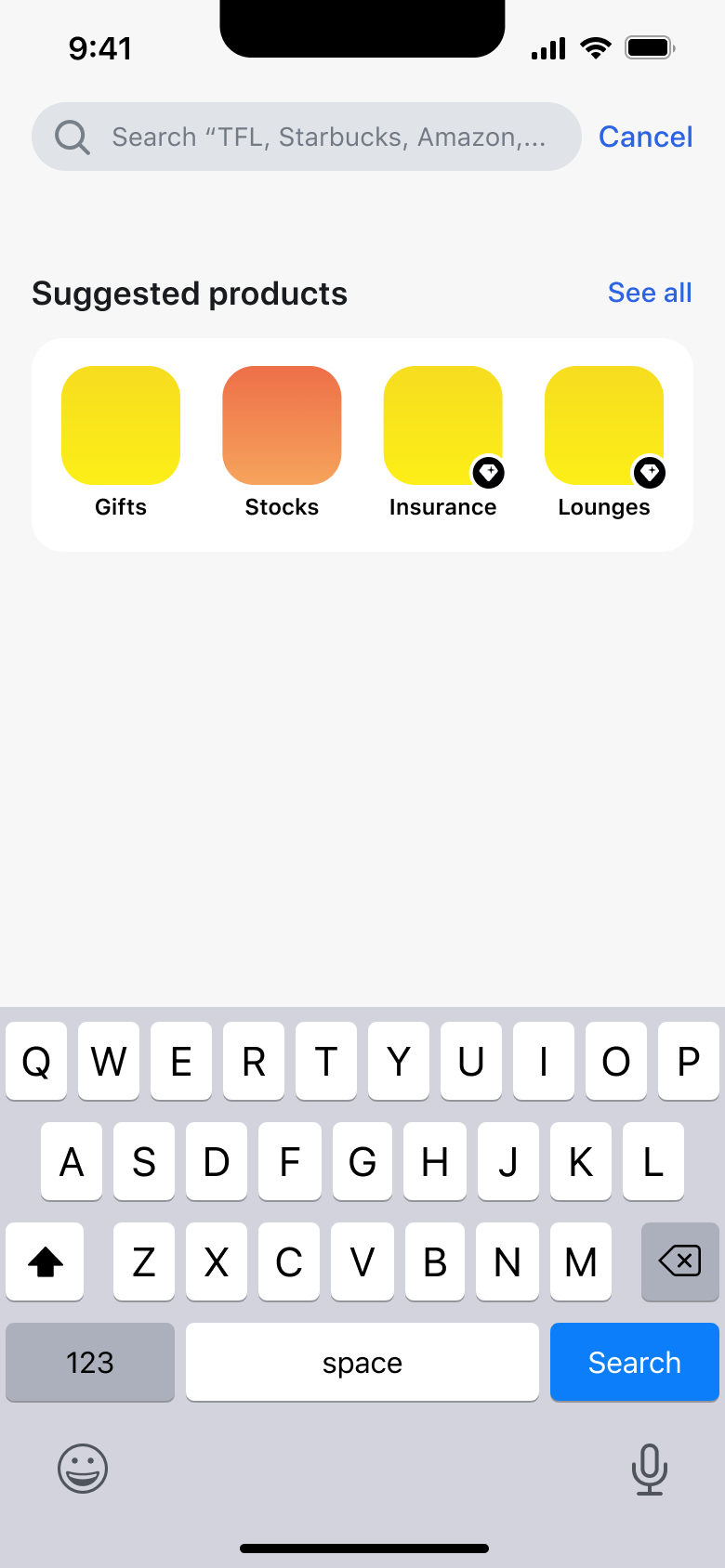 Revolut flow, step 1: search 1