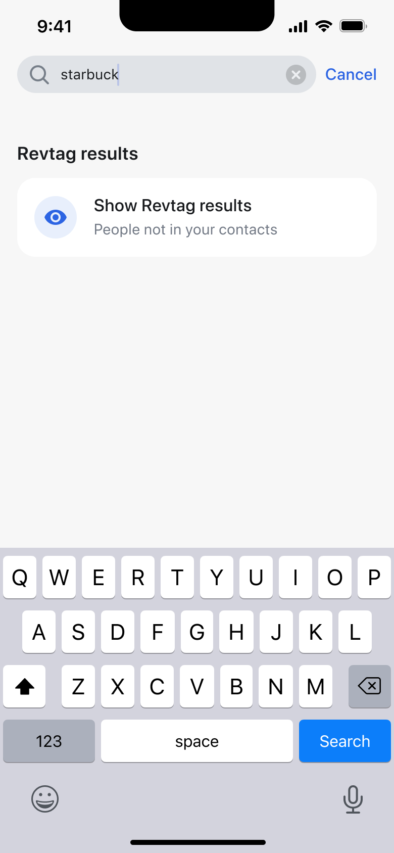 Search results showing only username results.