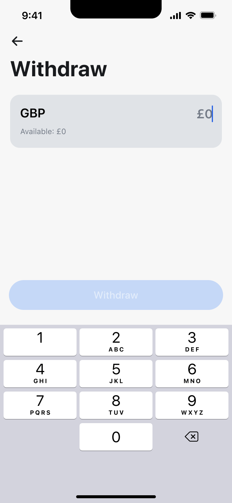 Withdraw from vault amount entry.