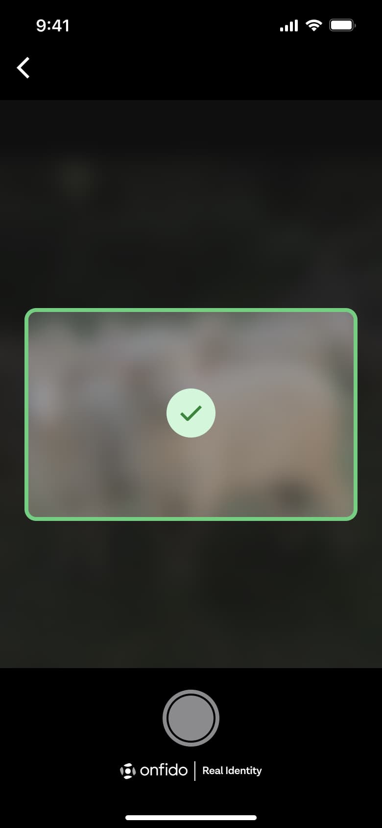 Licence front captured with green tick frame.