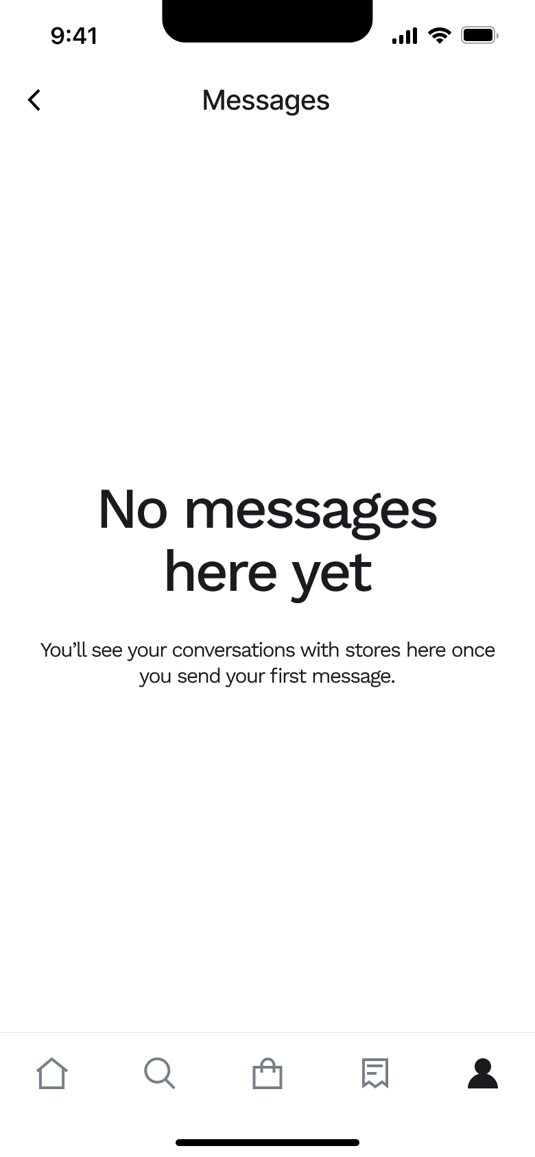 Messages: no messages here yet.