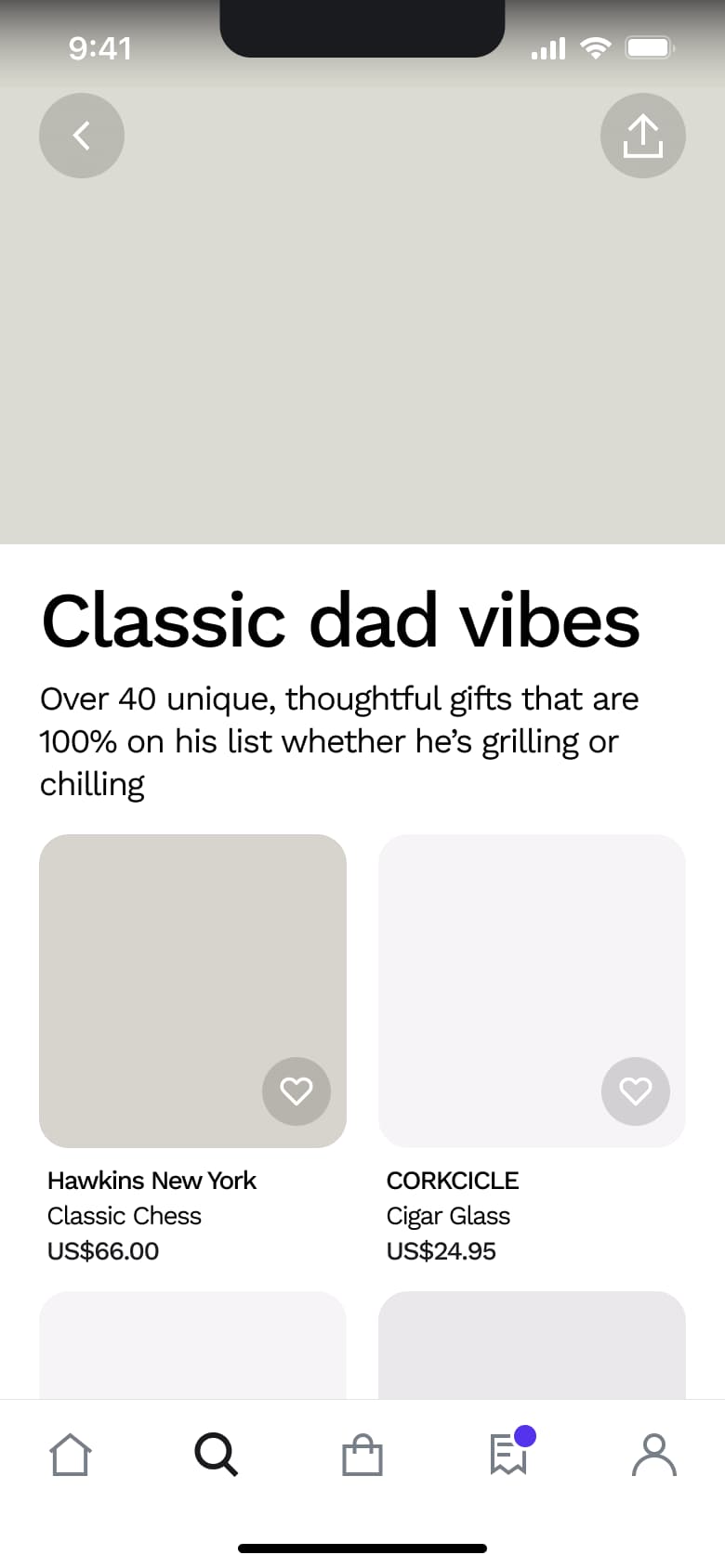 Collection page: classic dad vibes gift guide with products.