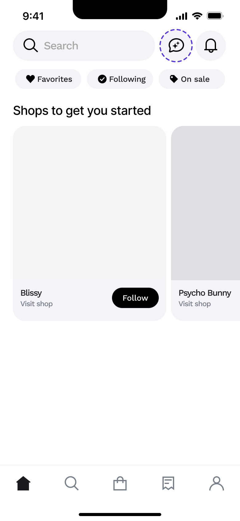 Home: shops to get you started with follow buttons.