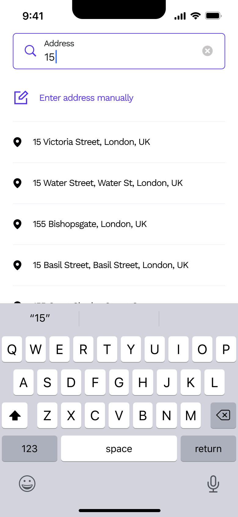 Address suggestions narrowing.