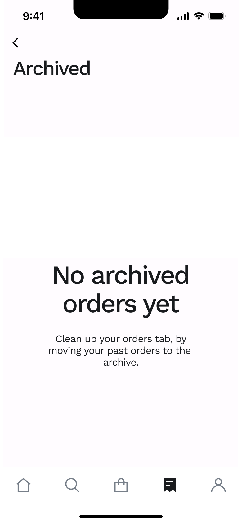 Archived: no archived orders yet.
