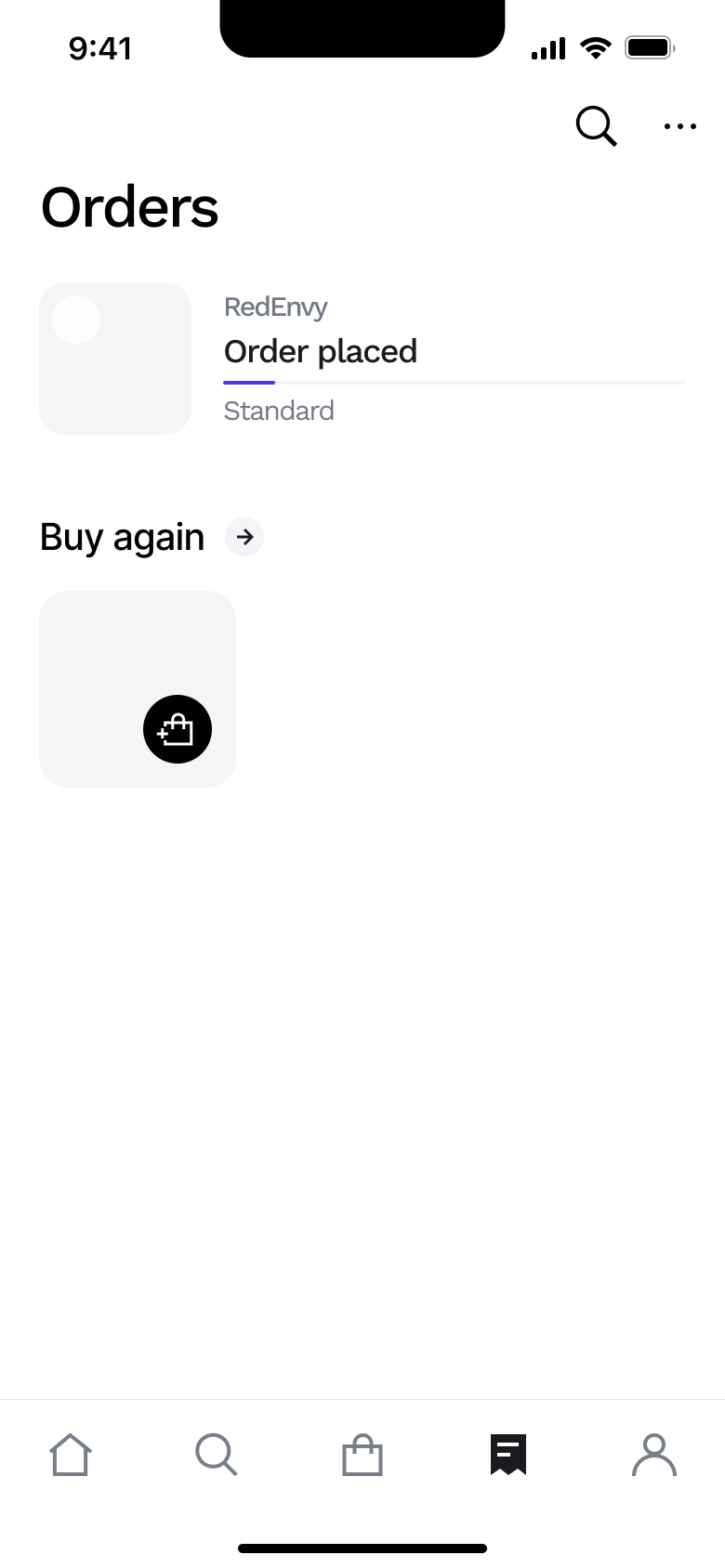 Orders list with order placed.