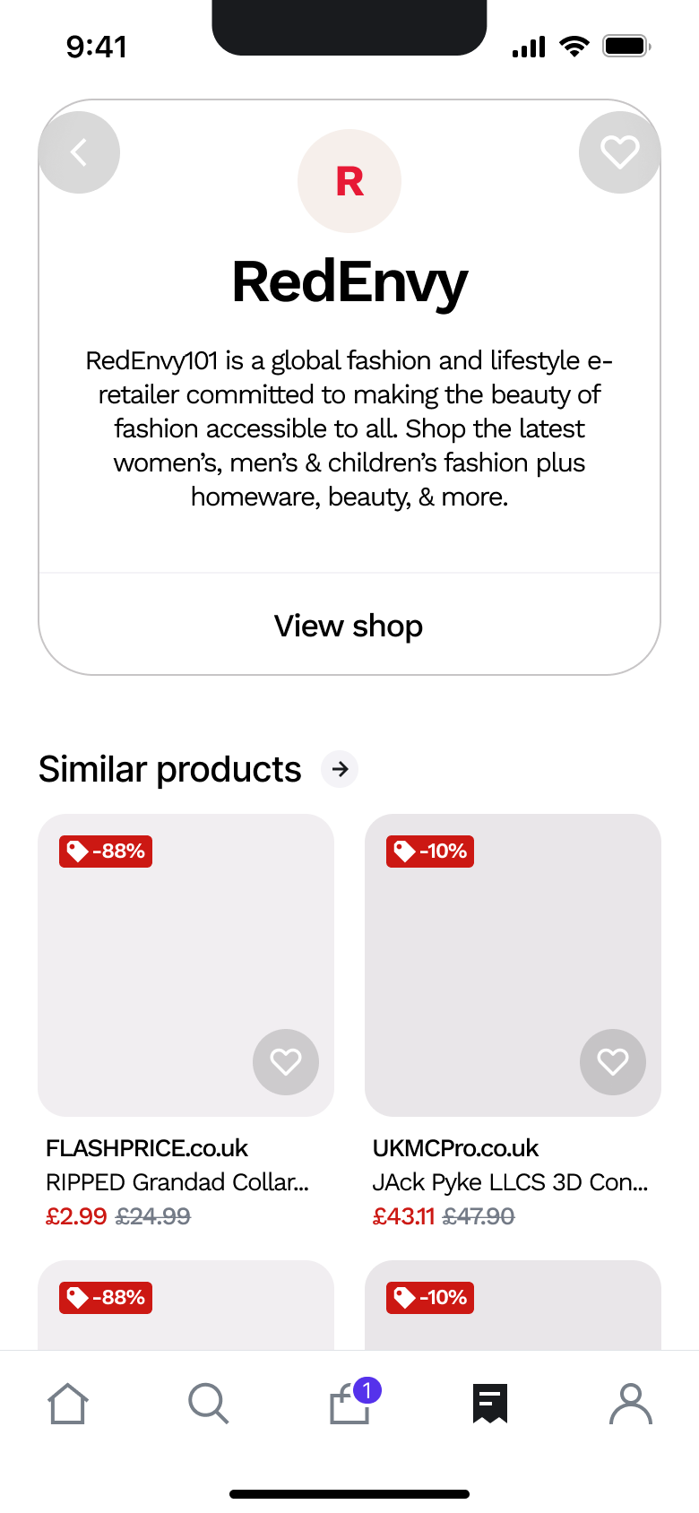 Store card and similar products.