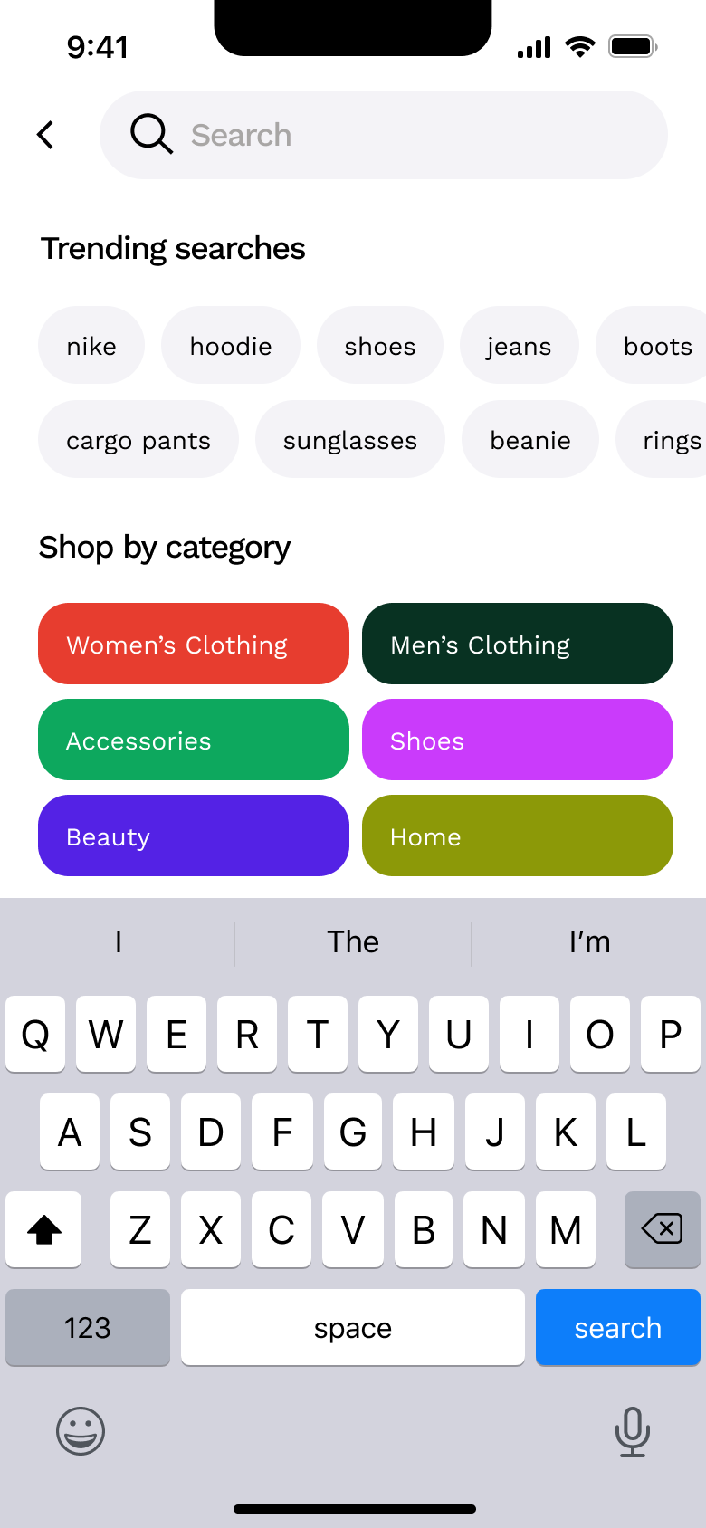 Shop flow, step 1: search 1