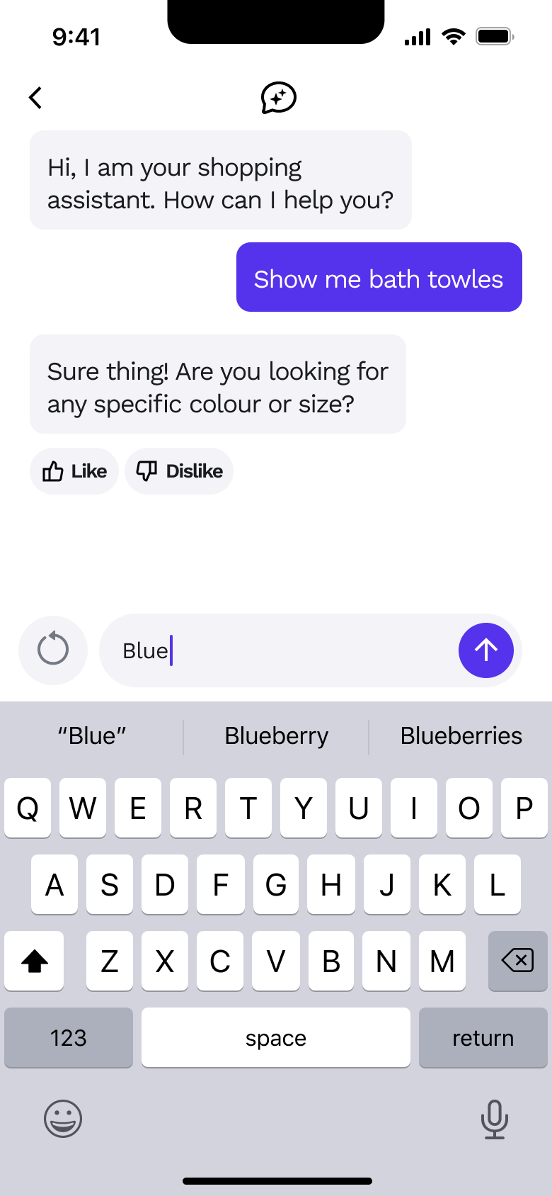Reply typed in assistant chat.