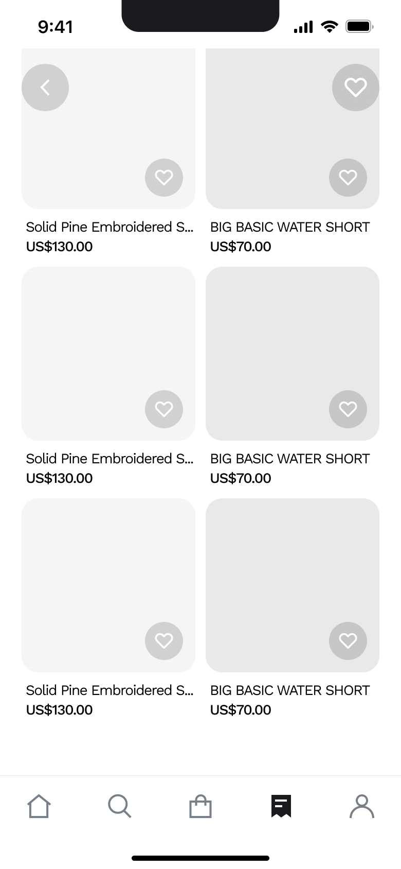 Product grid of store items.
