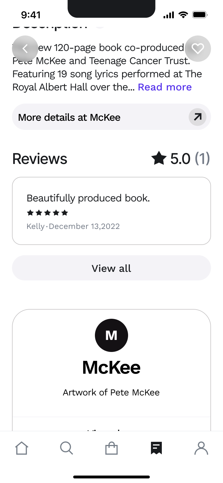 Product page scrolled: more details, reviews and store card.