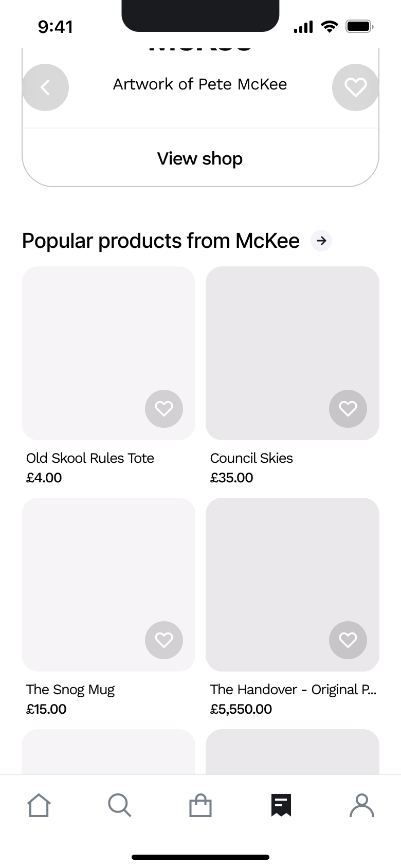 Product page scrolled: popular products from the store.
