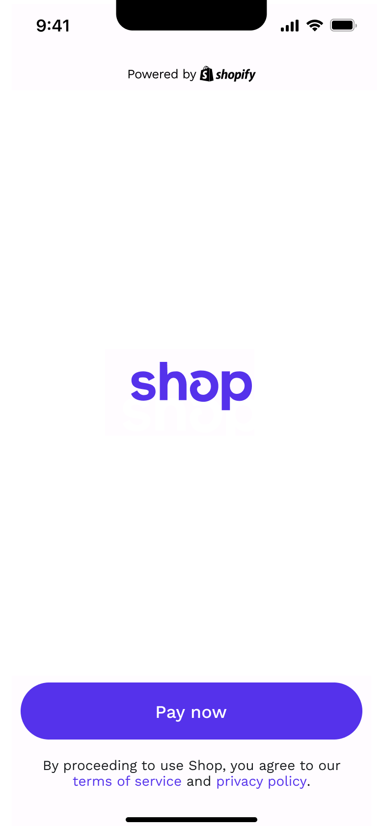Welcome with wordmark and pay now.
