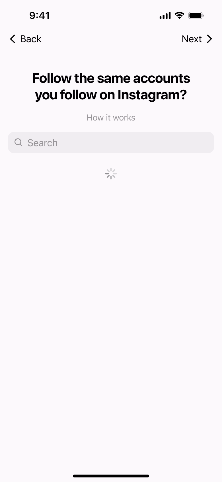 Follow the same accounts: loading.