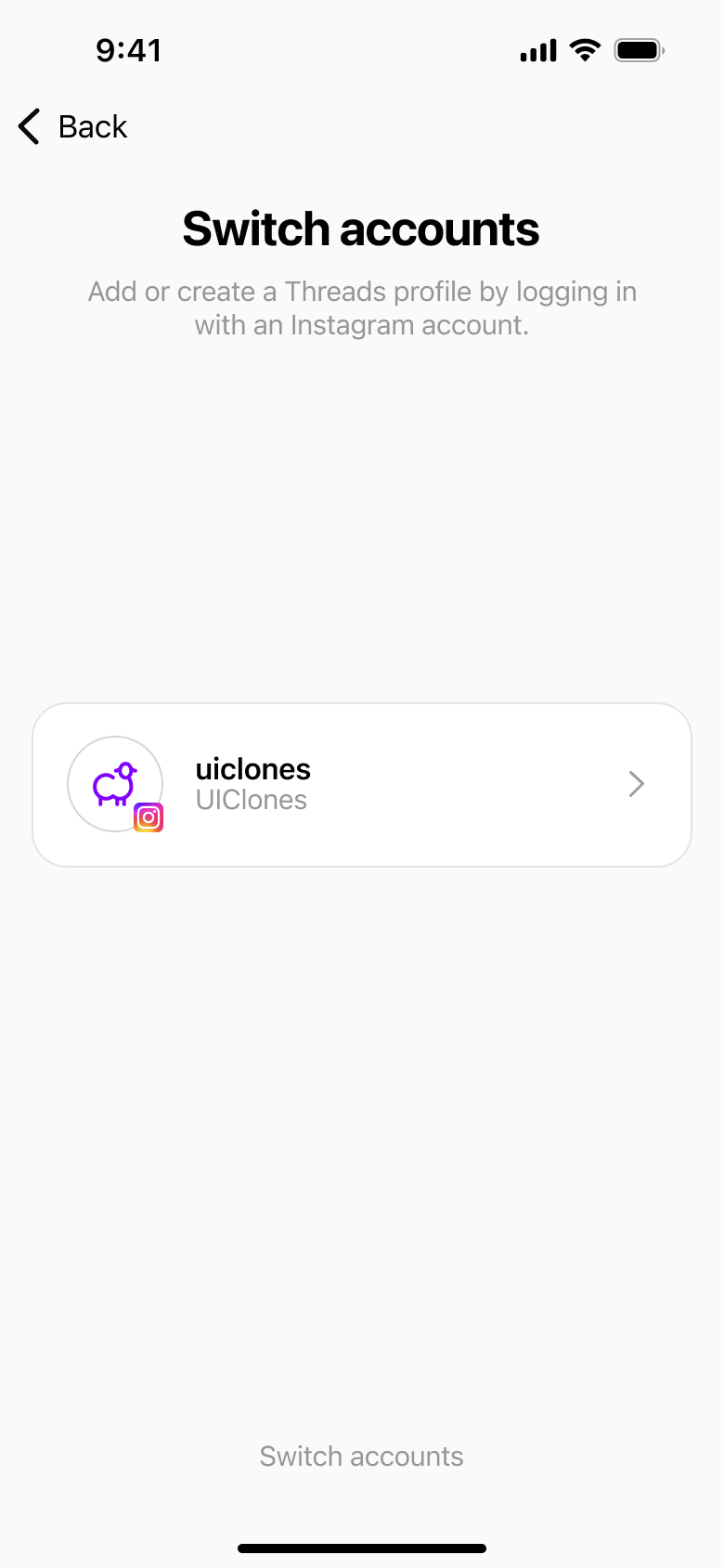 Switch accounts: log in with another linked profile.