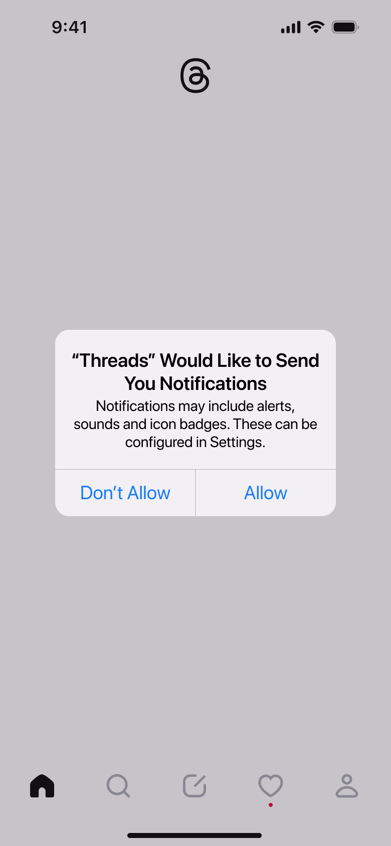 Notifications system alert over loading feed.