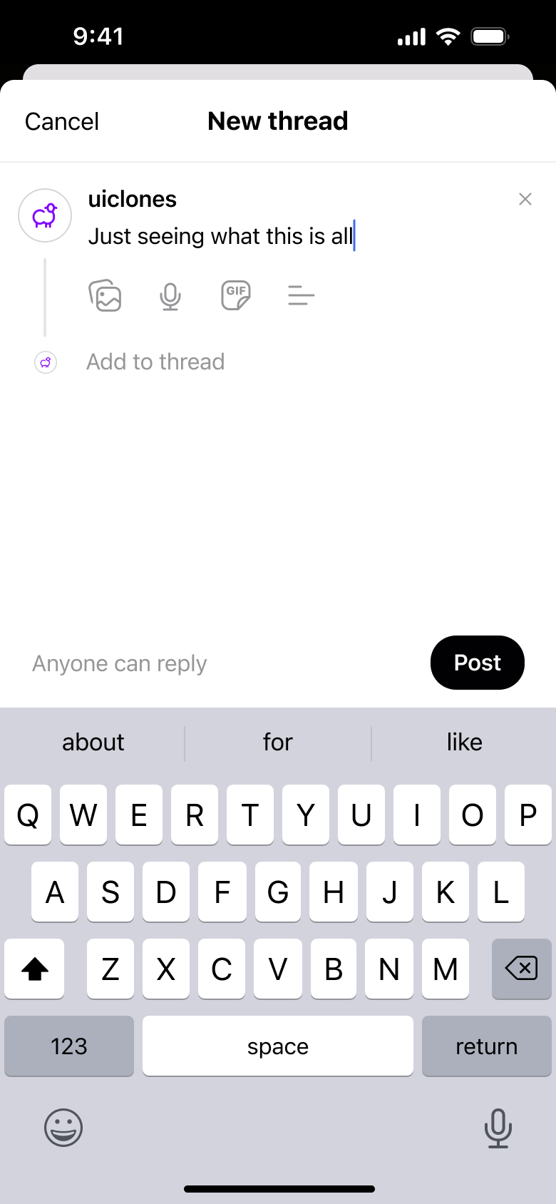 Threads flow, step 1: new thread 1