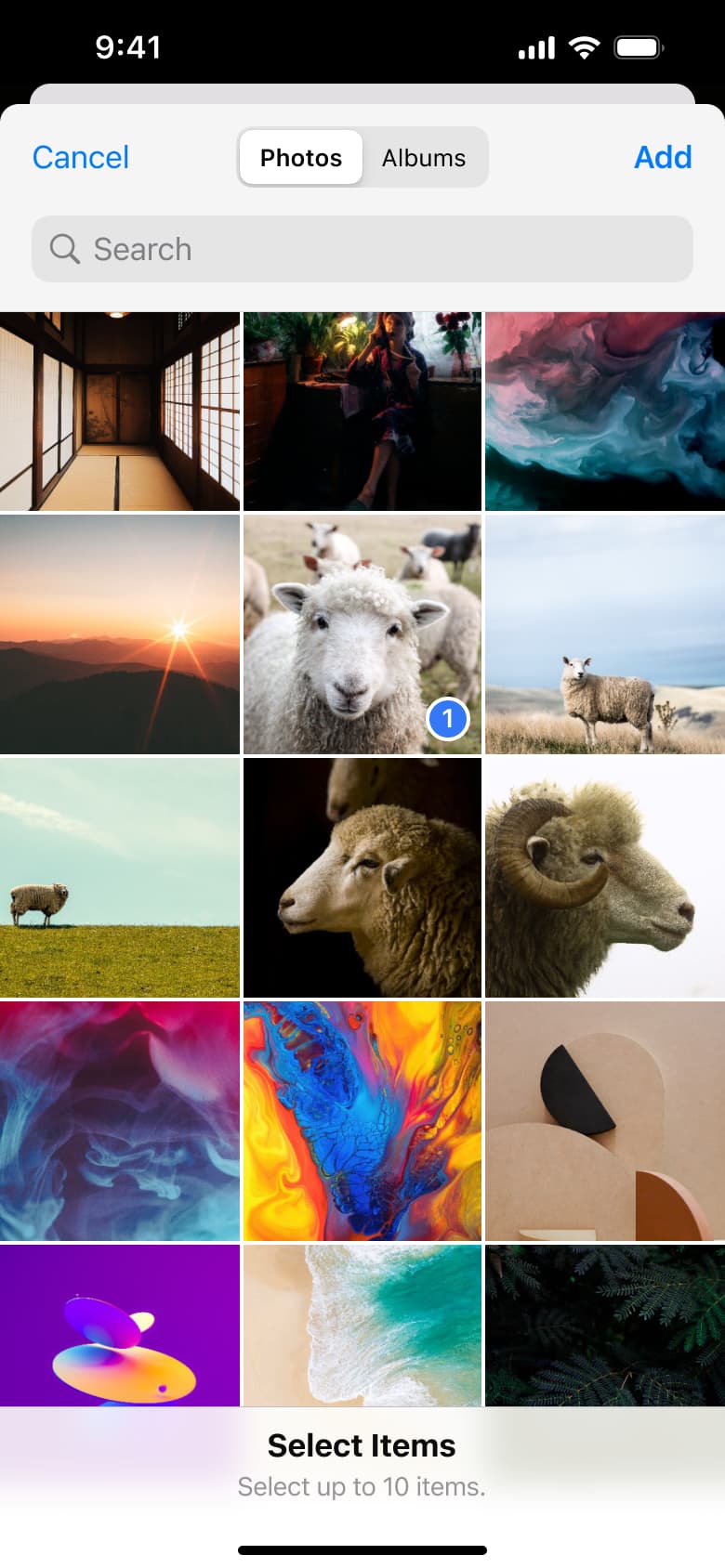 Photo picker for a new thread.