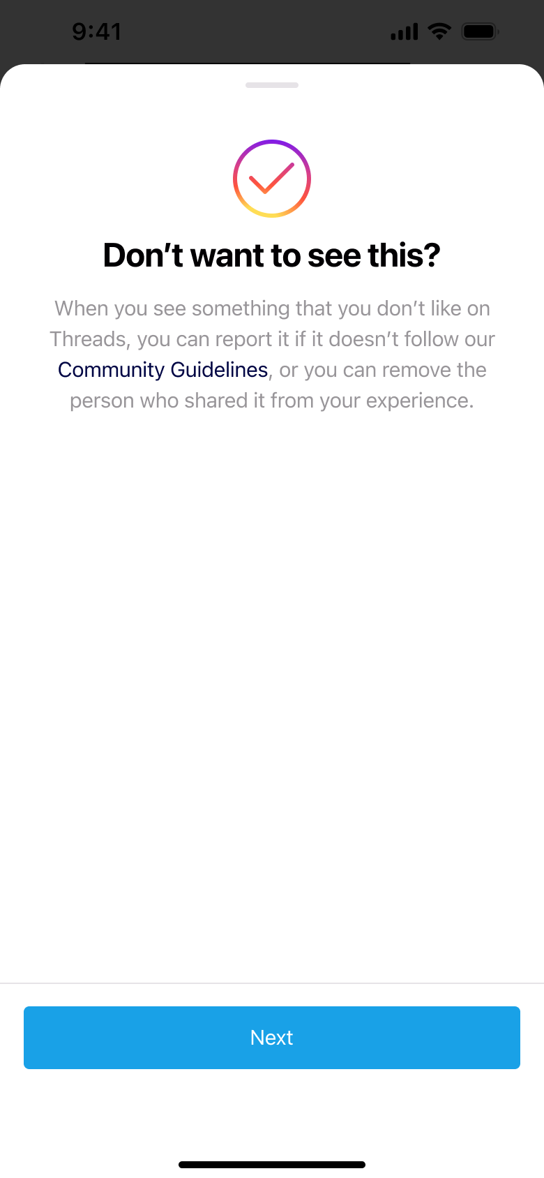 Don't want to see this: report received and options.