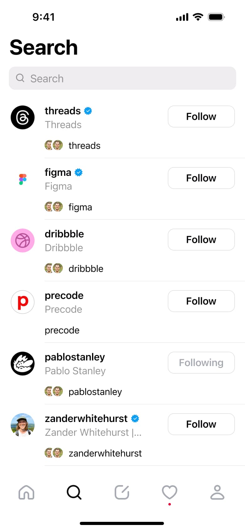 Threads flow, step 1: search 1