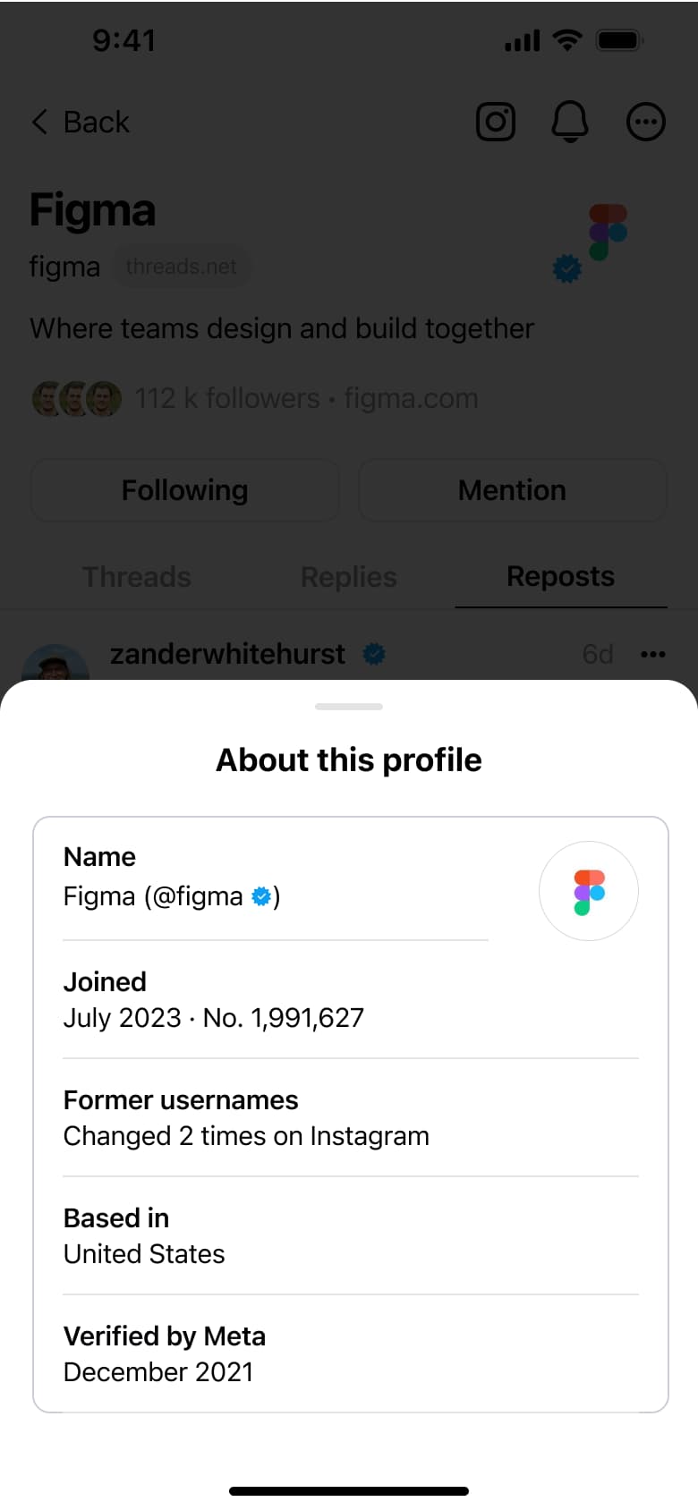 About this profile: joined, former usernames, based in and verified.