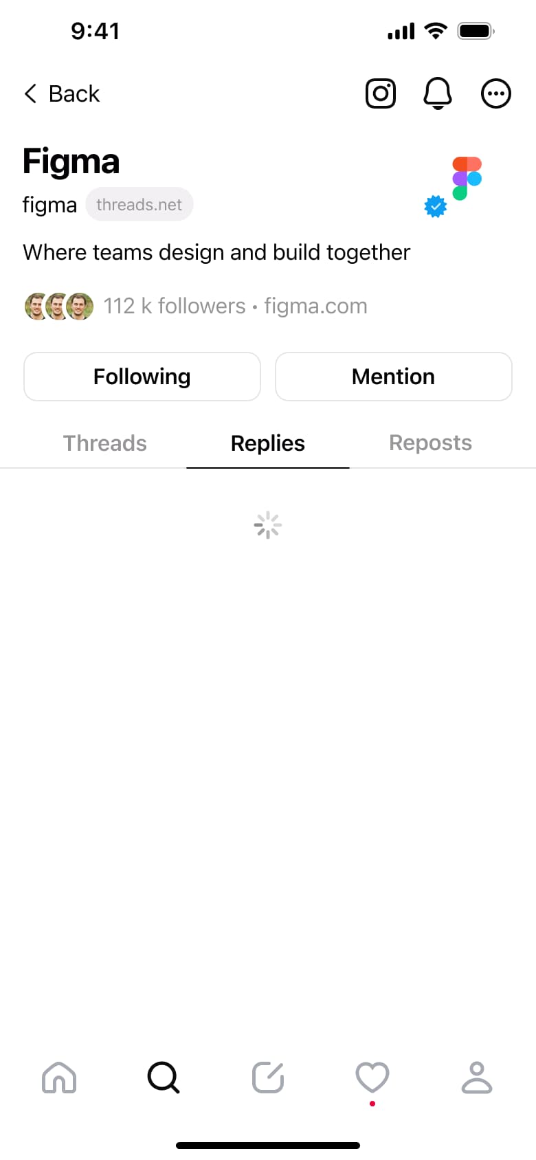 Profile replies tab loading.