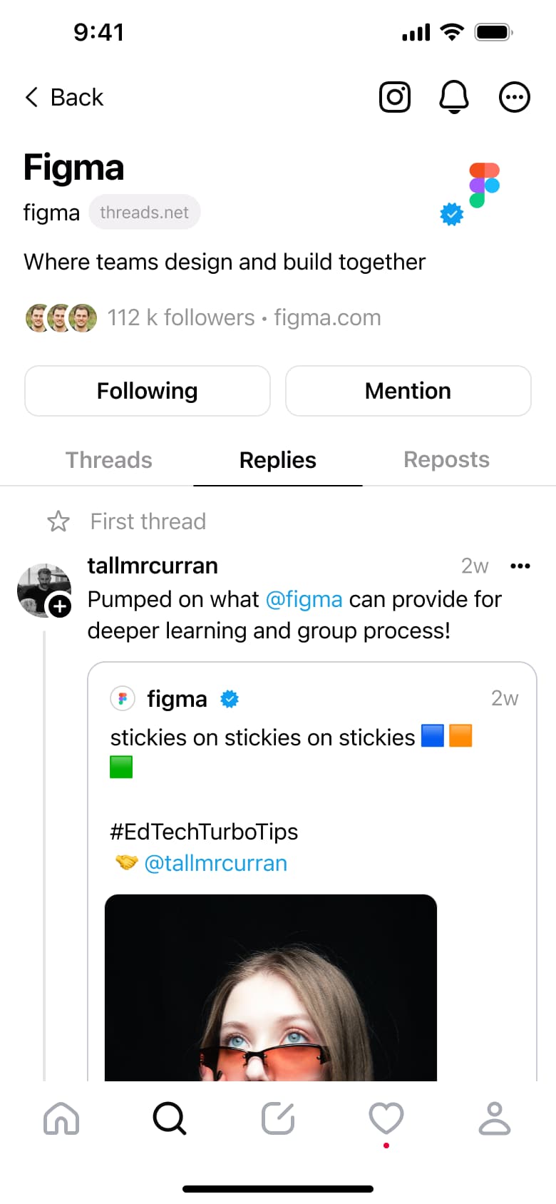 Profile replies tab with quoted posts.