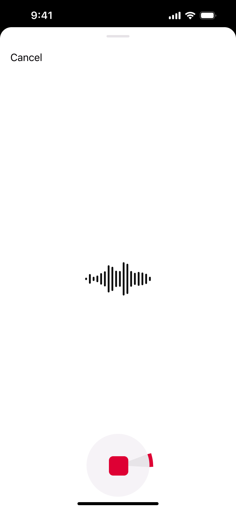 Voice note recording longer waveform.