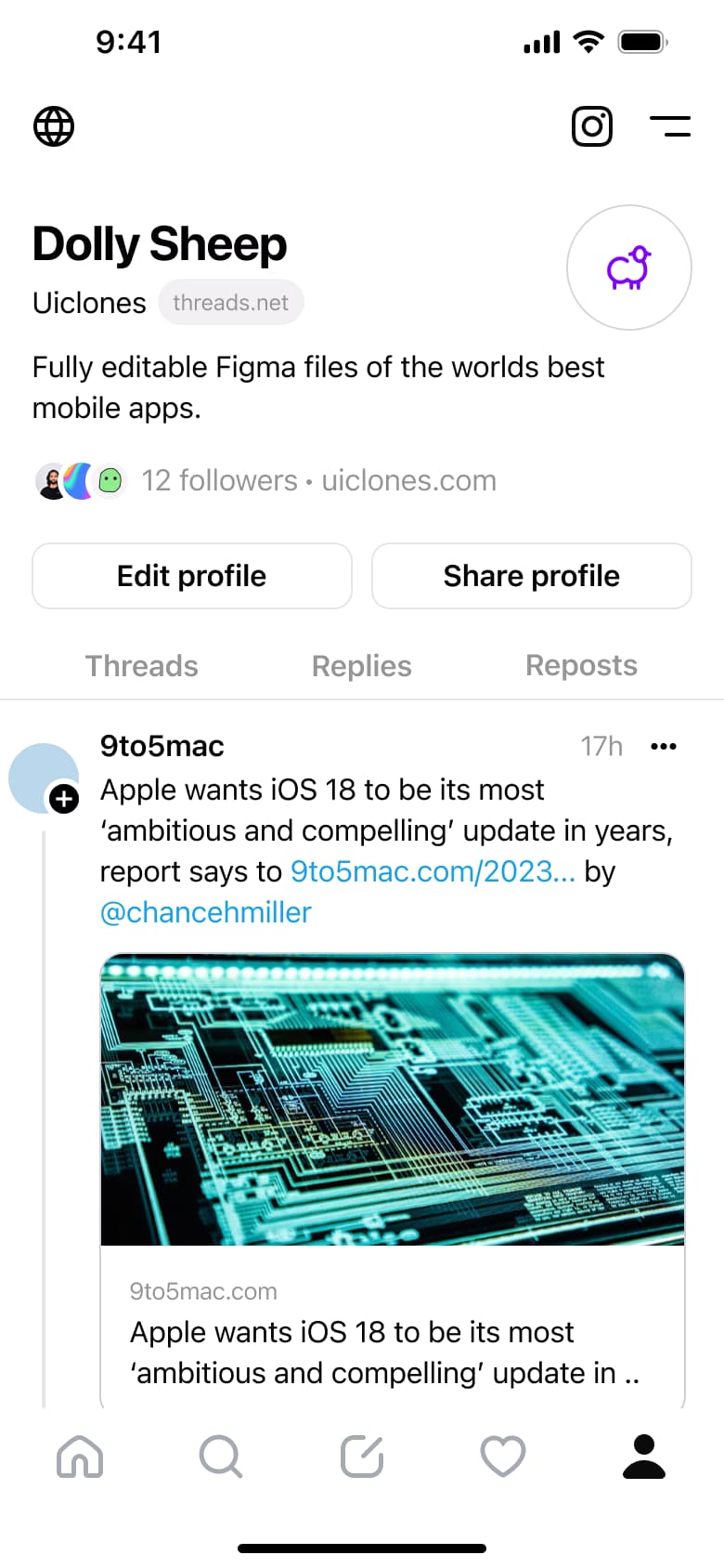 Your profile reposts tab.
