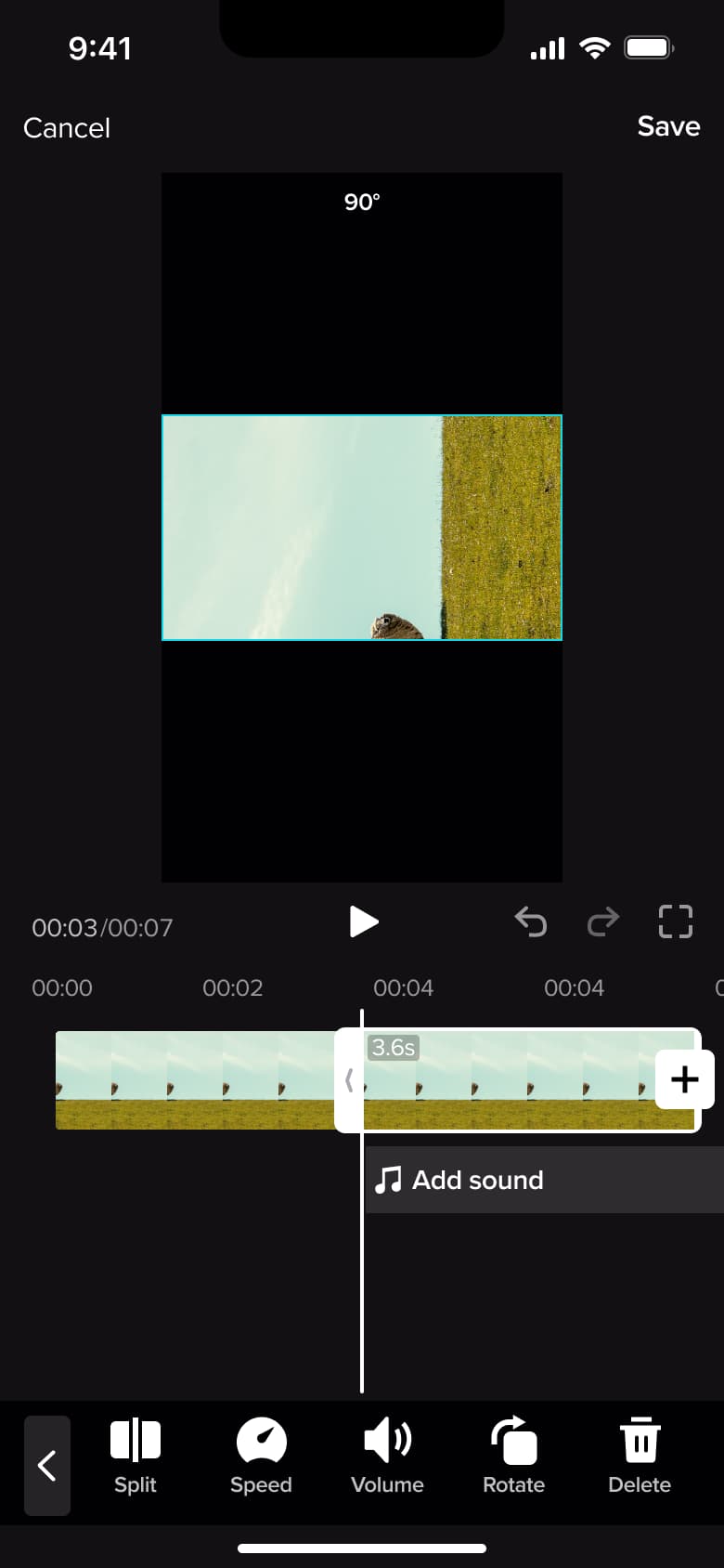 Rotated clip with undo and redo enabled.