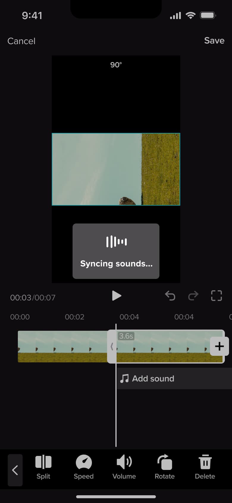 Syncing sounds overlay in the video editor.