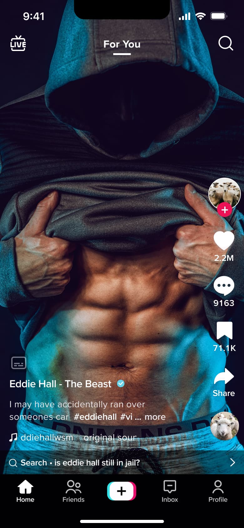 Feed video with expanded caption and less link.
