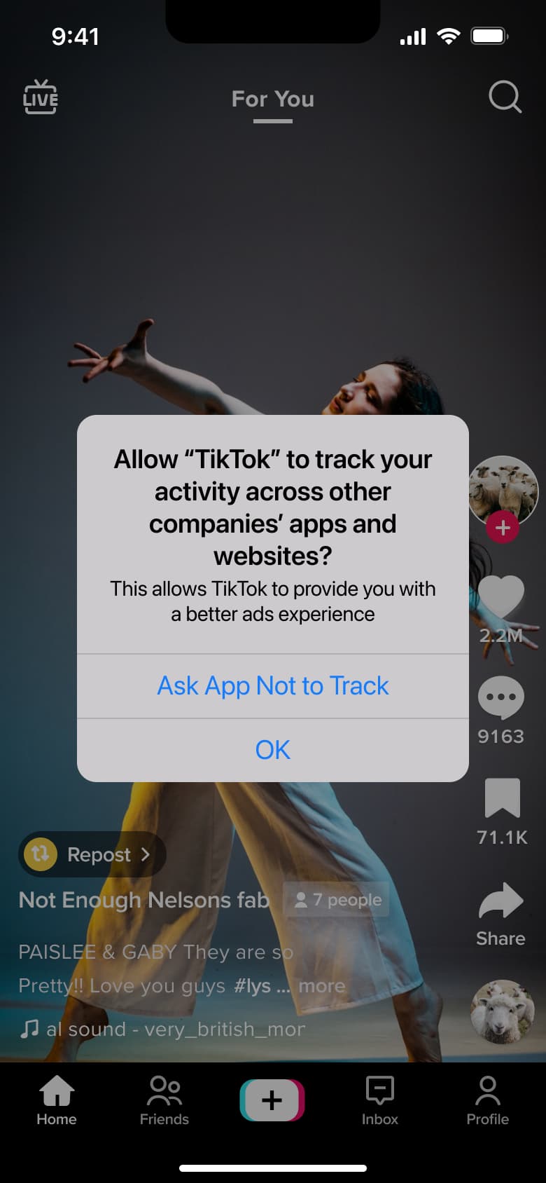 App tracking system alert over the feed.